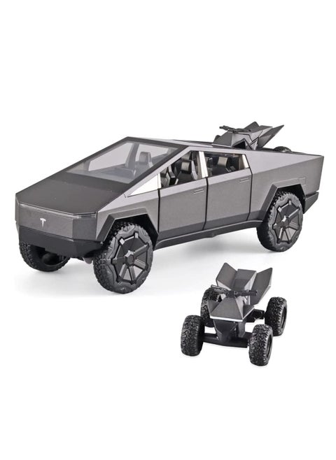 1:24 Tesla Cyber Truck Diecast Metal Model Toy Car, with Sound and Light, Pull Back, Suitable for Children and Adults