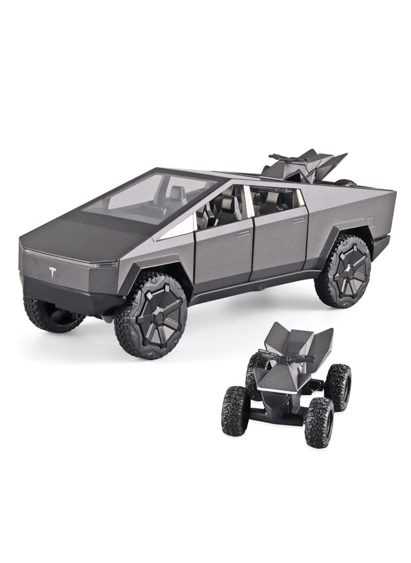 CHE ZHI 1:24 Tesla Cyber Truck Diecast Metal Model Toy Car, with Sound and Light, Pull Back, Suitable for Children and Adults  - Image 1