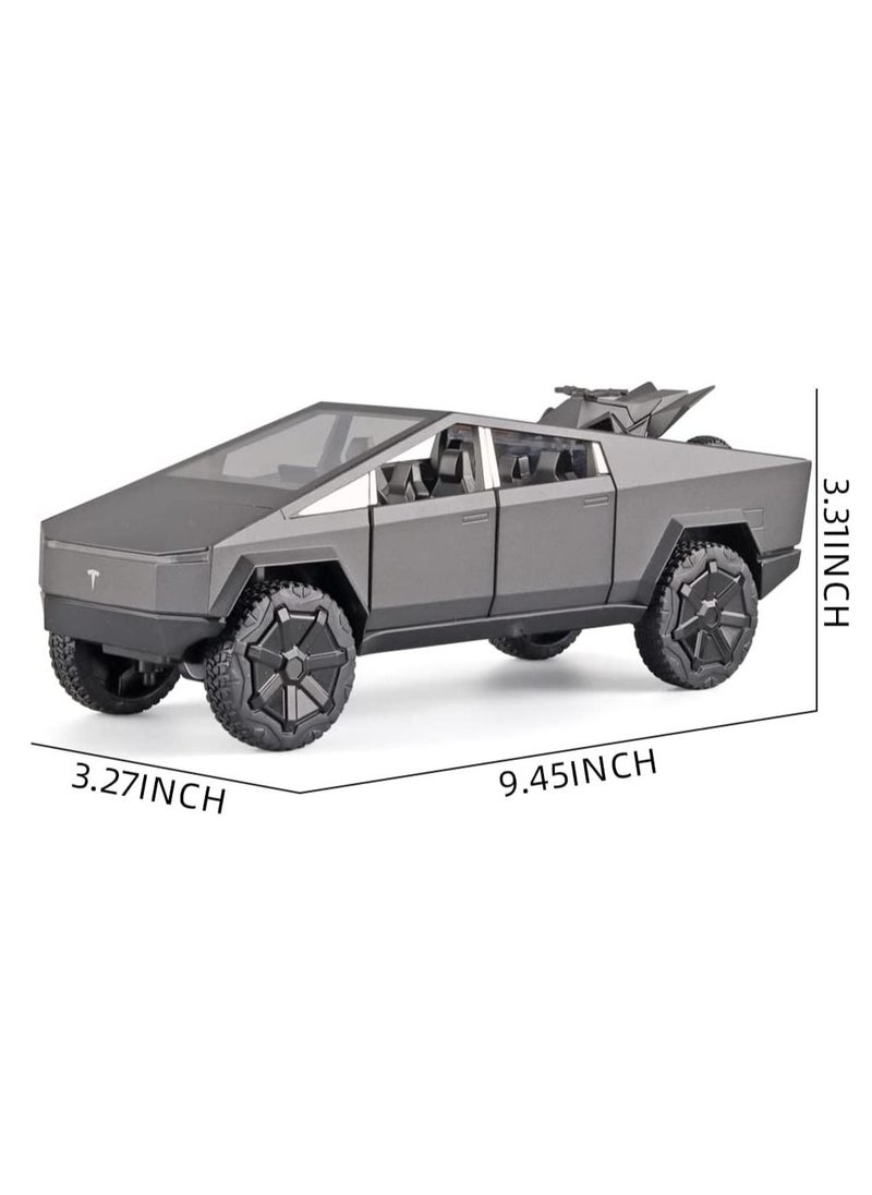CHE ZHI 1:24 Tesla Cyber Truck Diecast Metal Model Toy Car, with Sound and Light, Pull Back, Suitable for Children and Adults  - Image 5