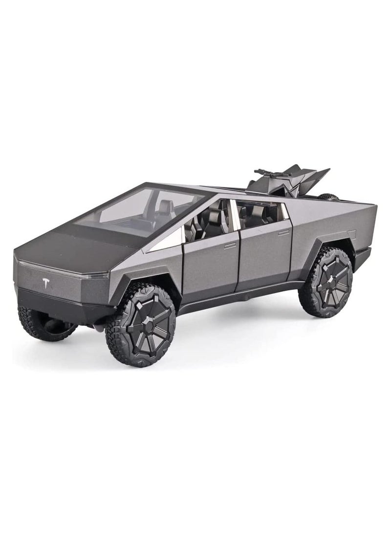 CHE ZHI - 1:24 Tesla Cyber Truck Diecast Metal Model Toy Car, with Sound and Light, Pull Back, Suitable for Children and Adults - Image 1