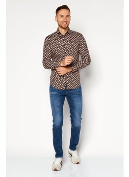INC Men Regular Fit Long Sleeve Jungle Stripe Casual Shirt, Black Combo  - Image 2