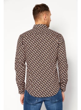 INC Men Regular Fit Long Sleeve Jungle Stripe Casual Shirt, Black Combo  - Image 4
