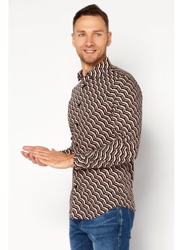 INC Men Regular Fit Long Sleeve Jungle Stripe Casual Shirt, Black Combo  - Image 3