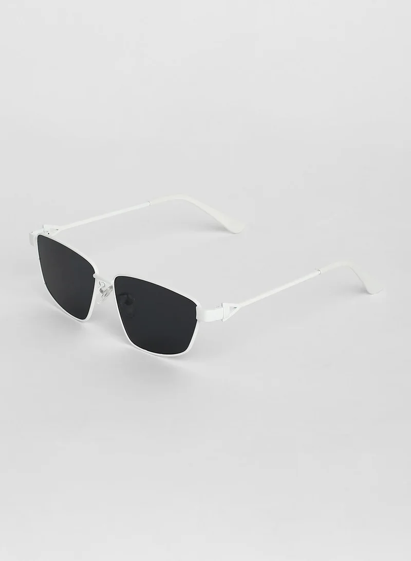 Haute Sauce  Haute Sauce Unisex Full Rim Shield Sunglasses For Casual Wear | One-Size | White Alloy Frame | Black Polarized Lens | Full Rim | Eyewear For Woman & Girls for Women | Best Price UAE