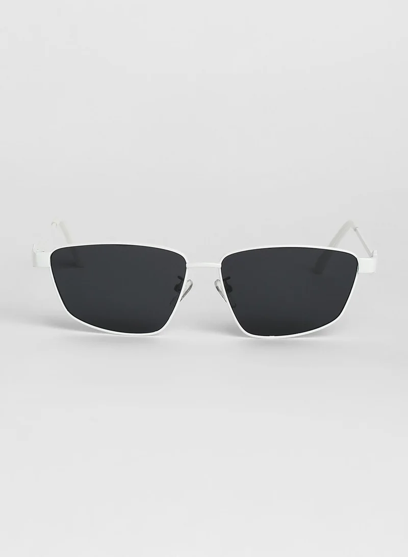 Haute Sauce  Haute Sauce Unisex Full Rim Shield Sunglasses For Casual Wear | One-Size | White Alloy Frame | Black Polarized Lens | Full Rim | Eyewear For Woman & Girls for Women | Best Price UAE