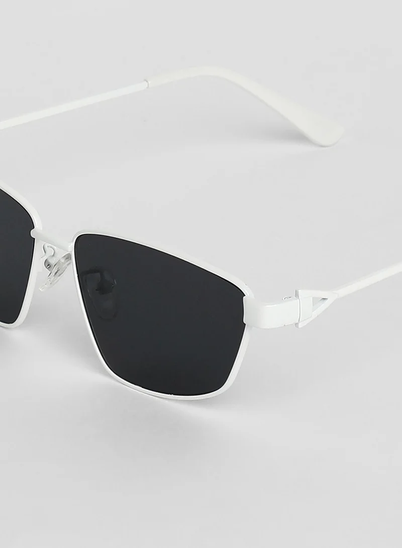 Haute Sauce  Haute Sauce Unisex Full Rim Shield Sunglasses For Casual Wear | One-Size | White Alloy Frame | Black Polarized Lens | Full Rim | Eyewear For Woman & Girls for Women | Best Price UAE