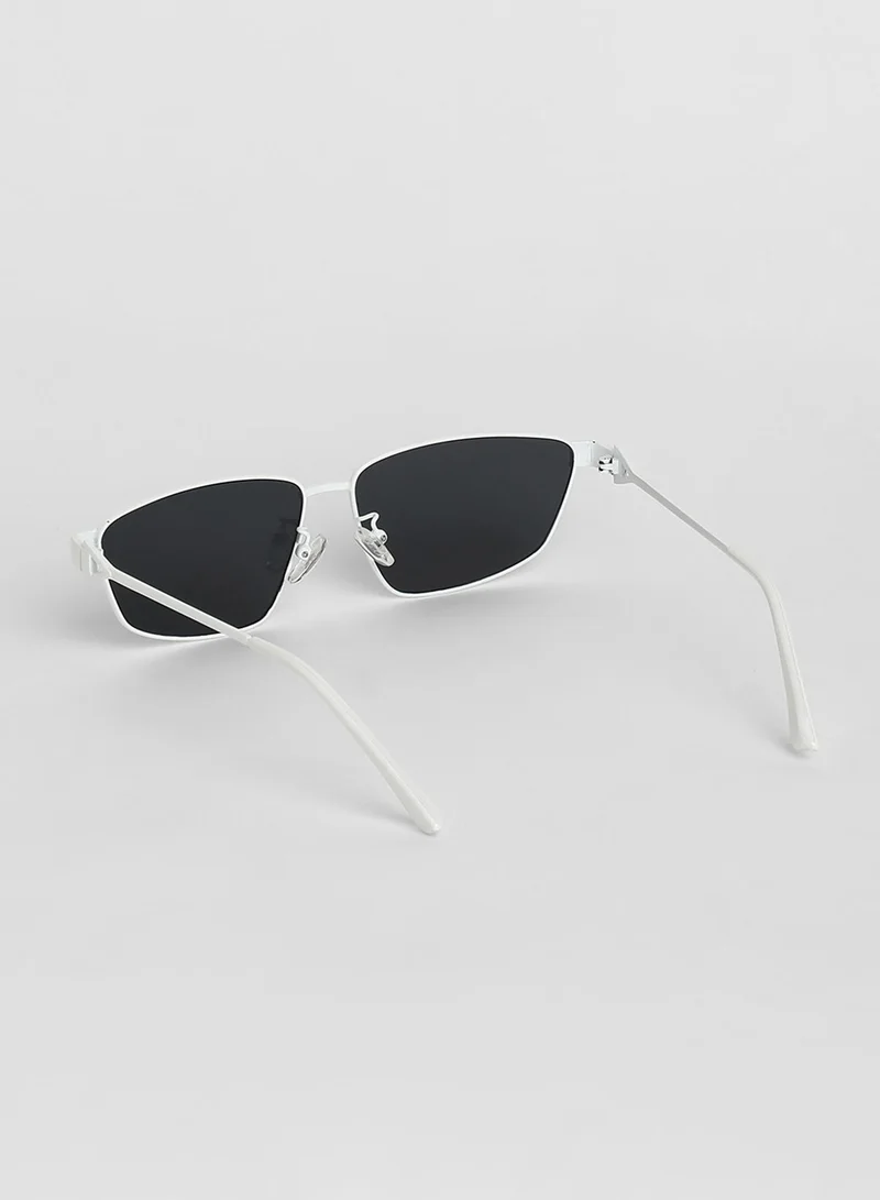 Haute Sauce  Haute Sauce Unisex Full Rim Shield Sunglasses For Casual Wear | One-Size | White Alloy Frame | Black Polarized Lens | Full Rim | Eyewear For Woman & Girls for Women | Best Price UAE