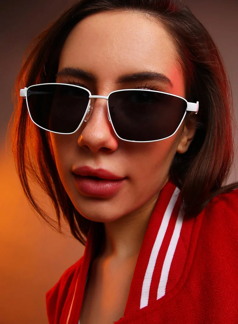 Haute Sauce  Haute Sauce Unisex Full Rim Shield Sunglasses For Casual Wear | One-Size | White Alloy Frame | Black Polarized Lens | Full Rim | Eyewear For Woman & Girls for Women | Best Price UAE