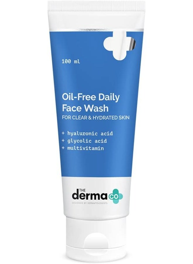 The Derma Co Oil-Free Daily Face Wash With Hyaluronic Acid, Glycolic Acid & Multivitamins for Clear & Hydrated Skin - 100ml - Image 1