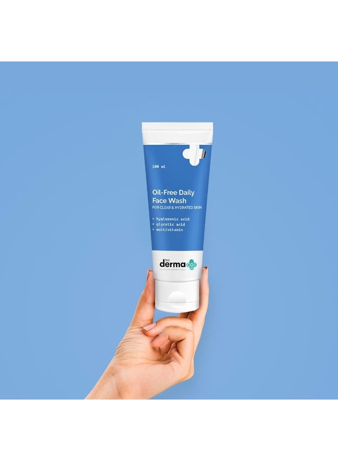 The Derma Co Oil-Free Daily Face Wash With Hyaluronic Acid, Glycolic Acid & Multivitamins for Clear & Hydrated Skin - 100ml - Image 2