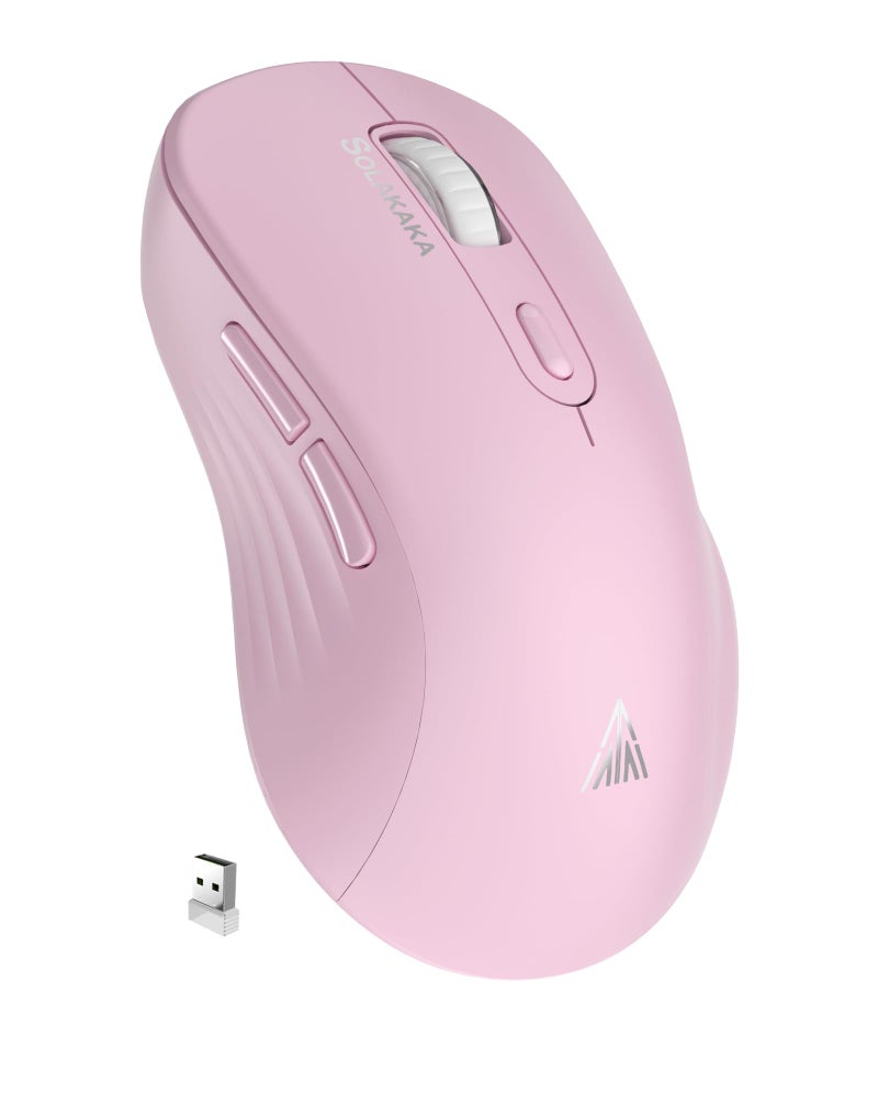 SOLAKAKA SM66 Pink Silent Dual Mode 2.4GHz Wireless Mouse, Adjustable 4200 DPI,Rechargeable Wireless Computer Mouse for PC Mac Laptop, Desktop - Image 1