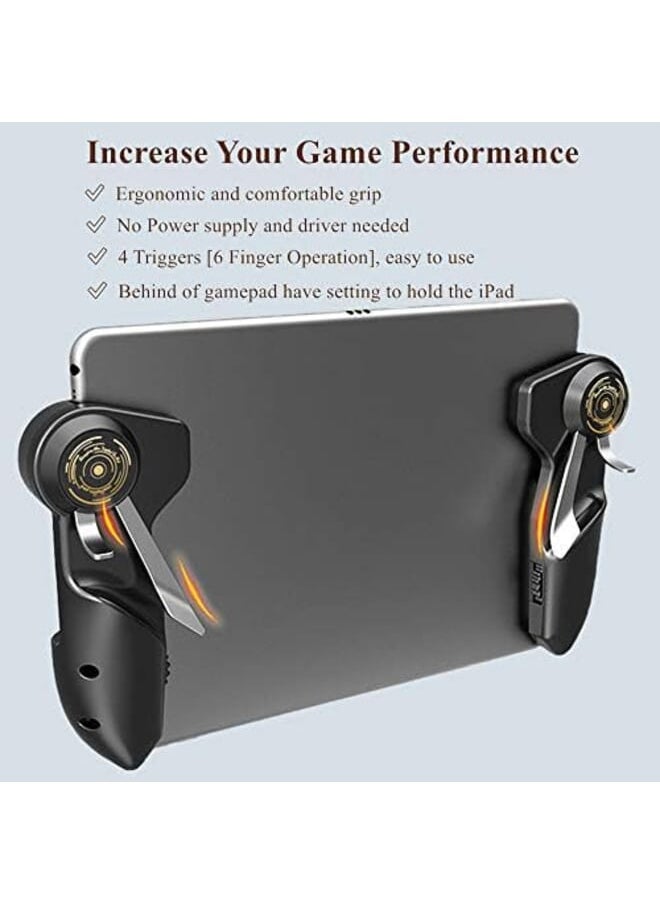 Generic - Pubg Controller For Tablet Mzpre 4 Triggers 6 Finger Operation Sensitive Shoot Aim Trigger Gamepad Grip Support 10 12.9 Inch Ipad And Tablet Thickness 10Mm Black - Image 1