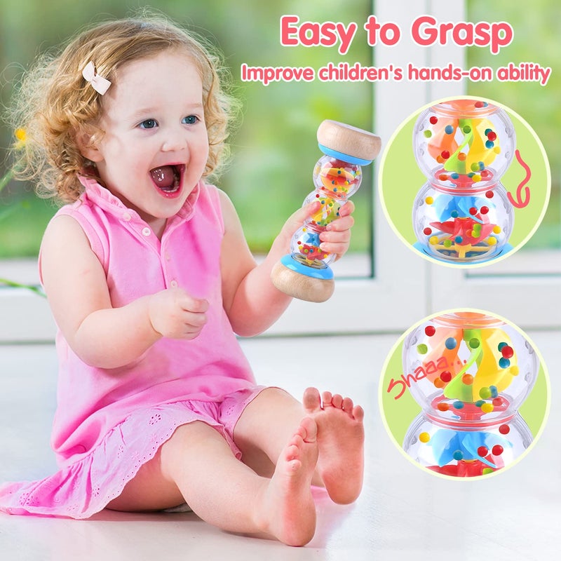 PLAY Rainmaker - 7 inch Wooden Rain Stick Montessori Toys for Babies 6-12 Months,Baby Rattle Shaker Sensory Developmental Toy,Raindrops Musical Instrument Baby Musical Toys for 1 Year Old Toddler Kids - Image 4