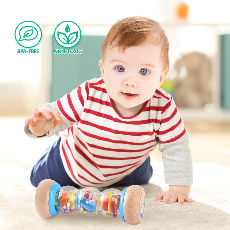 PLAY Rainmaker - 7 inch Wooden Rain Stick Montessori Toys for Babies 6-12 Months,Baby Rattle Shaker Sensory Developmental Toy,Raindrops Musical Instrument Baby Musical Toys for 1 Year Old Toddler Kids - Image 5