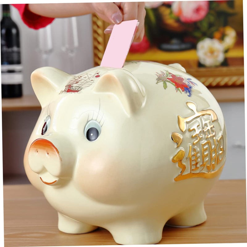 حصالة نقود خزفية نابضة بالحياة جرة عملات 15×13 سم لعادة توفير أعياد ميلاد الأطفال - Image 4