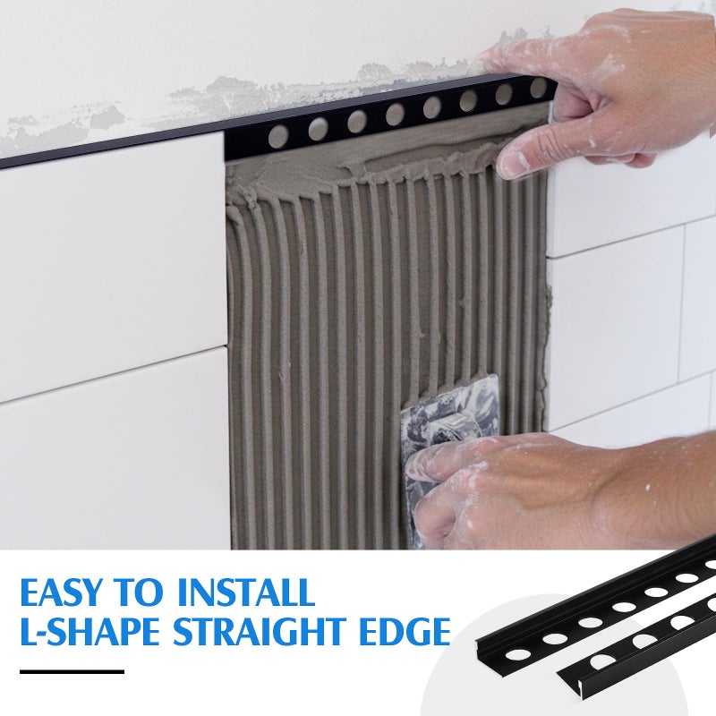 Blulu 4 Pcs Aluminum Tile Edge Trim Edging 49-1/4 in. L Shaped Metal Tile Corner Trim Protector with 90Â° Angle for Backsplash, Bathroom, Kitchen(Black,3/8 in.) - Image 4