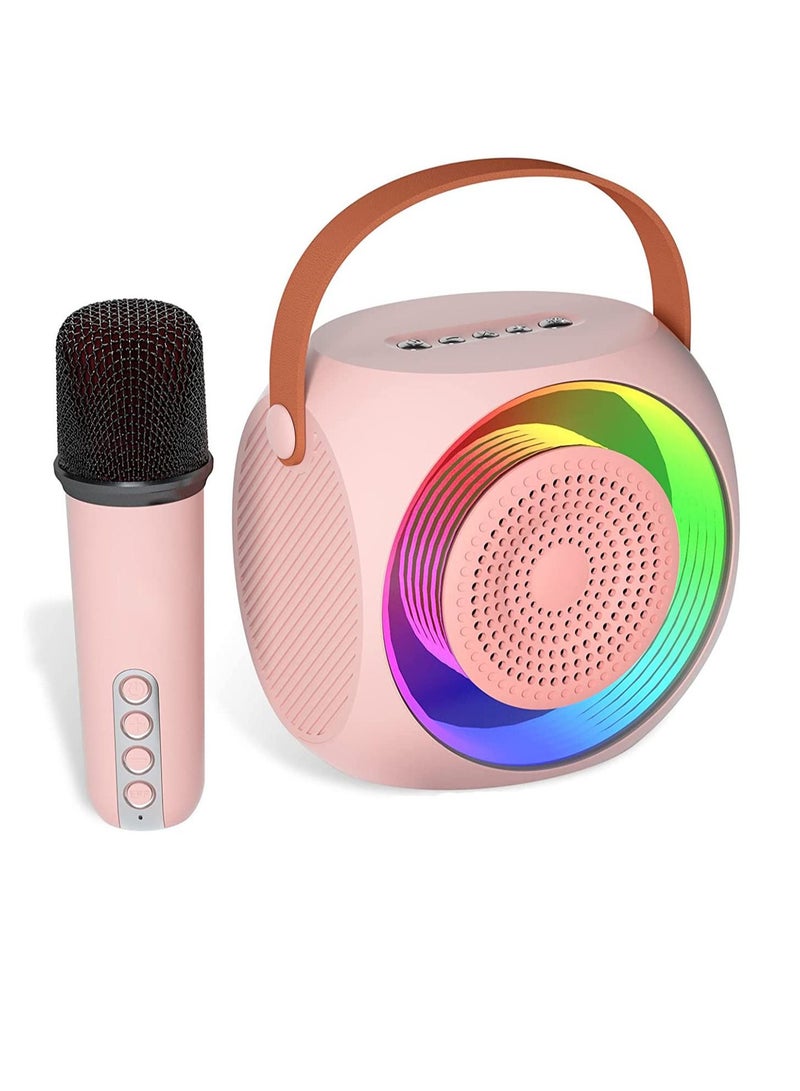 Mini Karaoke Machine for Kids Portable Bluetooth Karaoke Speaker with 1 Wireless Microphones and Led Lights for Home Party Birthday Gifts for Boys Girls - Image 1