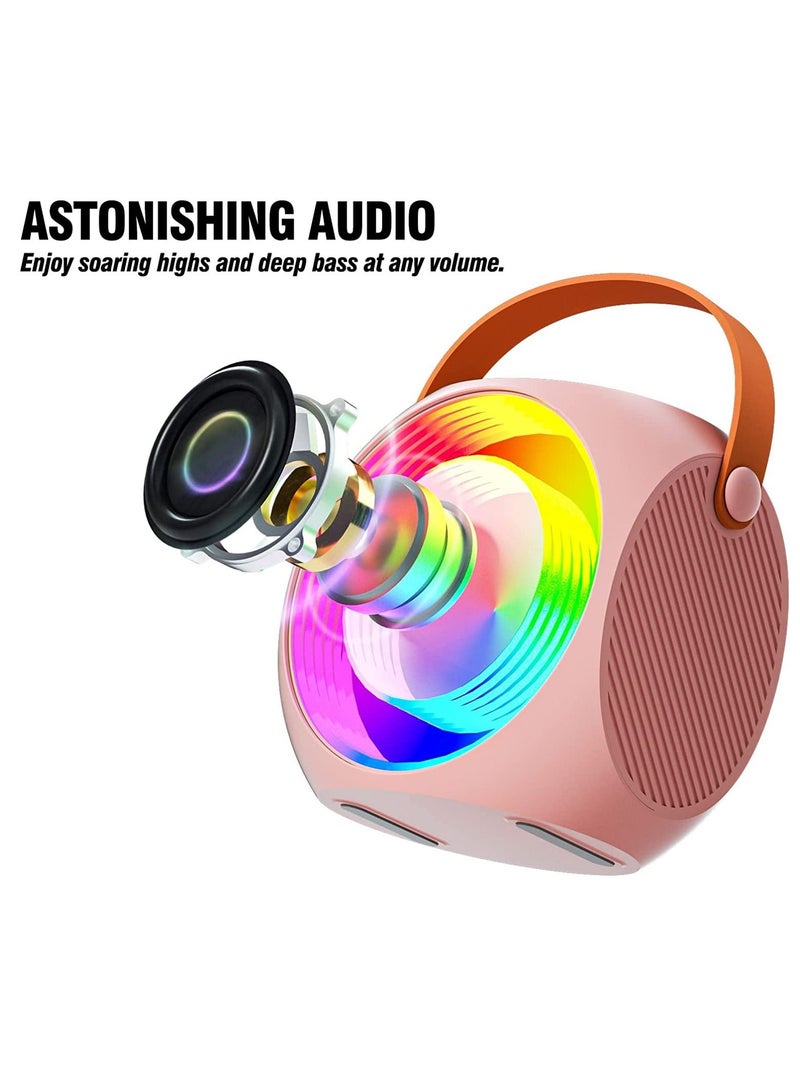 Mini Karaoke Machine for Kids Portable Bluetooth Karaoke Speaker with 1 Wireless Microphones and Led Lights for Home Party Birthday Gifts for Boys Girls - Image 3
