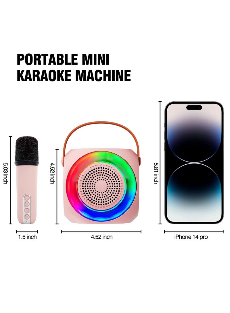 Mini Karaoke Machine for Kids Portable Bluetooth Karaoke Speaker with 1 Wireless Microphones and Led Lights for Home Party Birthday Gifts for Boys Girls - Image 2