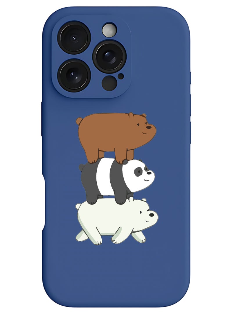 Theodor iPhone 16 Pro Blue Protective Slim Fit Case Liquid Silicone Cover with Full Body Protection Anti-Scratch Shockproof Case For iPhone - Three Panda-01 - Image 1