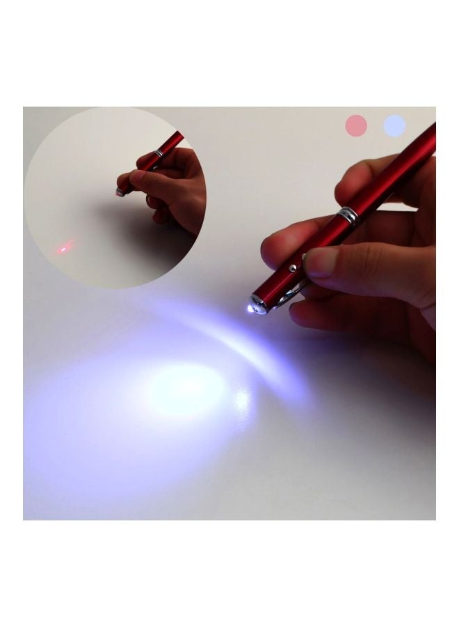 4-In-1 Multipurpose LED Stylus Ball Pen Red/Silver - Image 3
