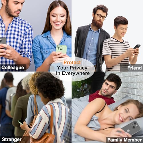 QHOHQ 3 Pack Privacy Screen Protector for iPhone 15 Pro Max [6.7 Inch] with 3 Pack Camera Lens Protector, Anti Spy Tempered Glass Film, 9H Hardness, HD, Bubble Free, Case Friendly - Black - Image 5