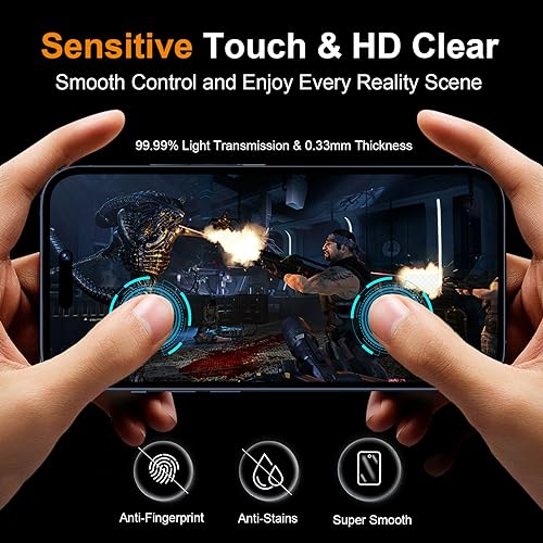 QHOHQ 3 Pack Privacy Screen Protector for iPhone 15 Pro Max [6.7 Inch] with 3 Pack Camera Lens Protector, Anti Spy Tempered Glass Film, 9H Hardness, HD, Bubble Free, Case Friendly - Black - Image 3