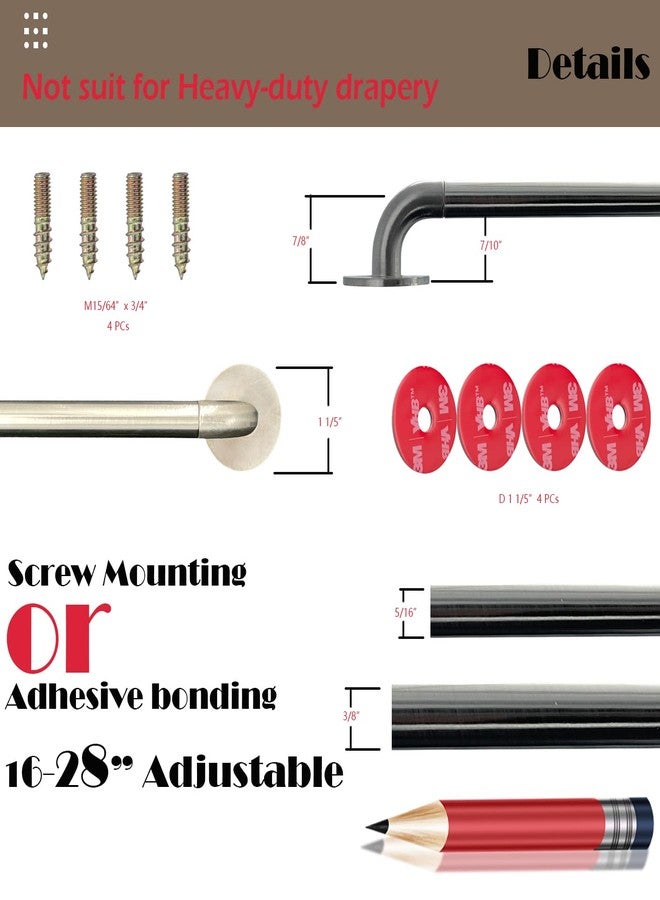 ARNORX wrap around french door curtain rod 16-28 inch brushed nickel - Image 4