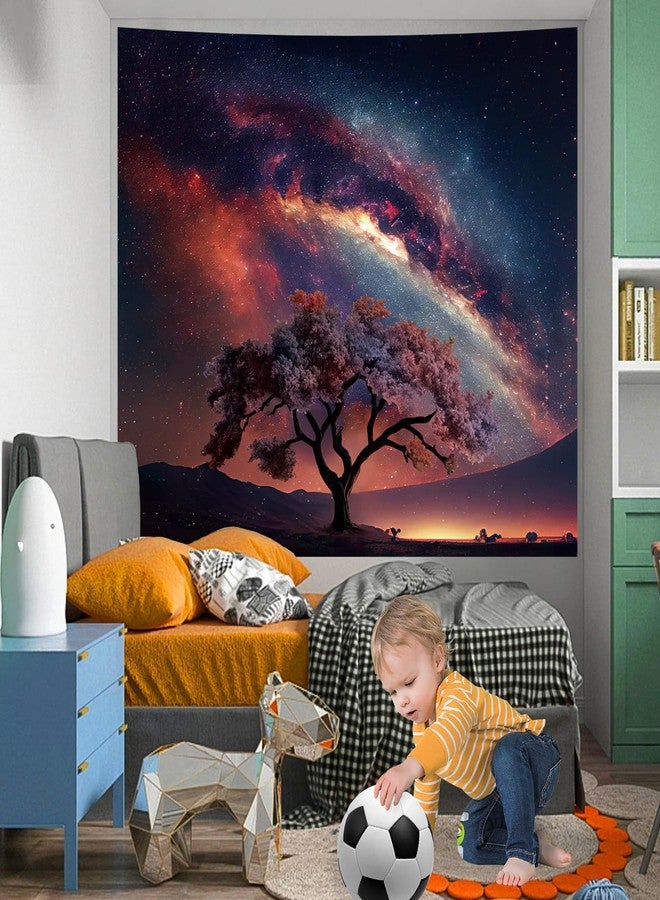 Apdidl Space Galaxy Tapestry Wall Hanging for Bedroom Aesthetic, Nature Starry Night Tree of Life Tapestries, Star Sky Posters Backdrop Decor Wall Tapestry for Men Dorm Living Room Office (51"X60") - Image 2