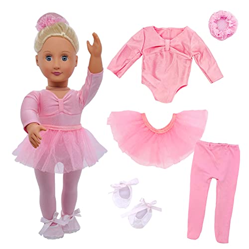 SAIBURAZ 18 Doll Clothes Ballet Ballerina Outfits 5pcs Dance Dress for American OG18 Inch Doll Accessories Sets Girl Doll Clothes Gifts - Image 1