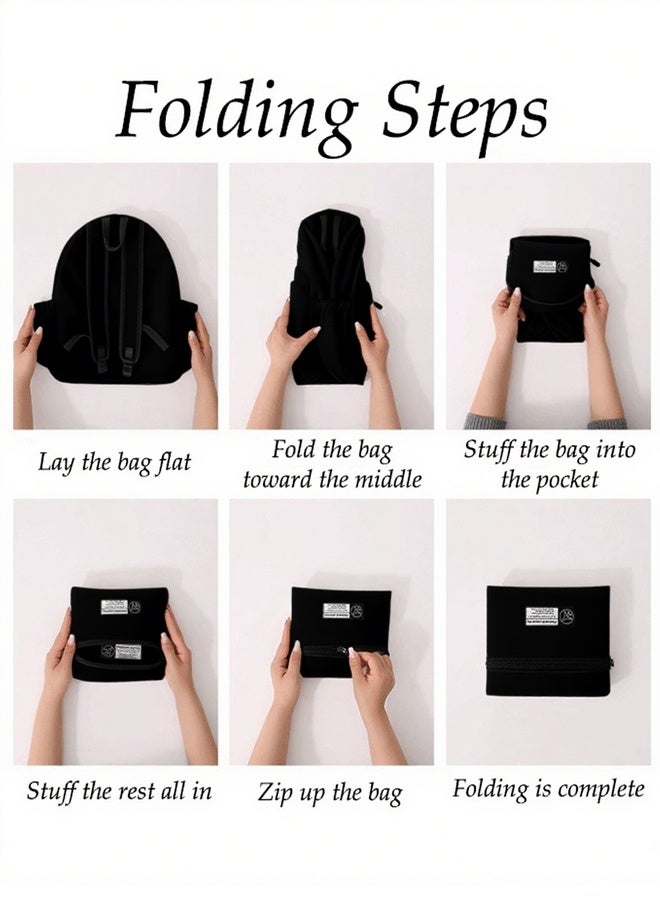 رولستيمي حقيبة ظهر خفيفة الوزن قابلة للتعبئة للنساء والرجال مقاومة للماء قابلة للطي للتنزه والسفر والتخييم ، أسود - Image 3