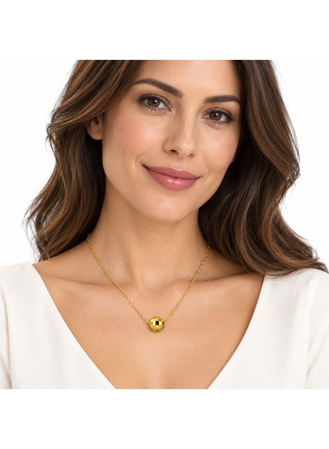 Veya Necklace with a Shiny Geometric Spherical Pendant – 14K Gold-Plated 925 Sterling Silver – Includes a Velvet Pouch and an Elegant Paper Bag - Image 4