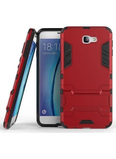 MaiJin Case for Samsung Galaxy J7 Prime/Galaxy On7 (2016) / Galaxy On Nxt (5.5 inch) 2 in 1 Shockproof with Kickstand Feature Hybrid Dual Layer Armor Defender Protective Cover (Red)