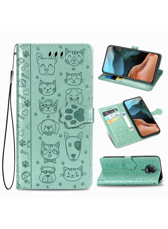 Case For Xiaomi Redmi K30 Pro Cute Cat and Dog Embossed Horizontal Flip Leather Case with Bracket / Card Slot / Wallet / Lanyard
