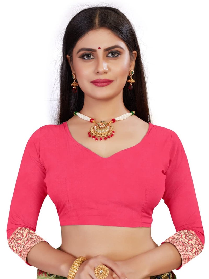 C J Enterprise نسائي Banarasi Saree Pure Kanjivaram Silk Saree Soft Design Wear Pattu Sarees أحدث مجموعات القطن الساري مع قطعة بلوزة لحفل الزفاف سادي للسيدات الجدد 2023 (Pari124 Peach) - Image 5