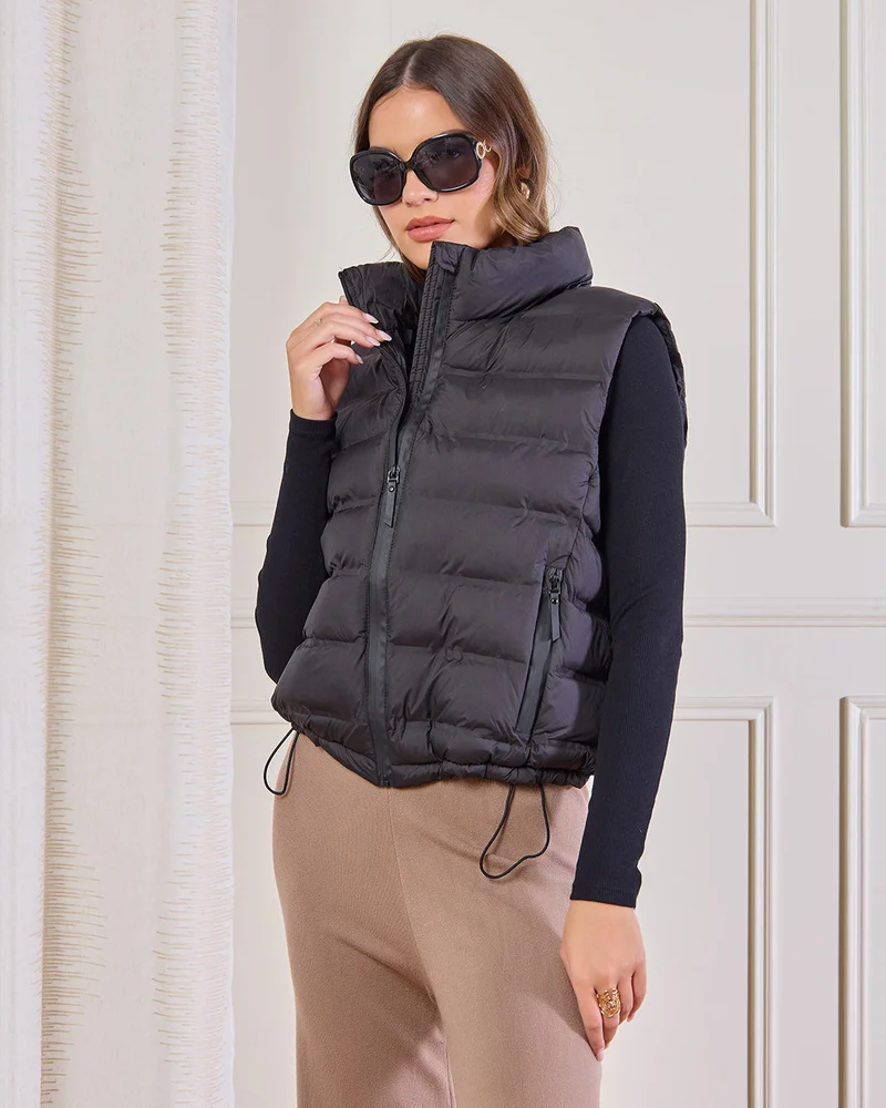 Redtag Women Black Padded Vest Jacket