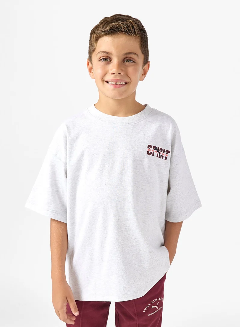 بوما تيشيرت أطفال أساسي بقصة واسعة وطبعة جرافيك