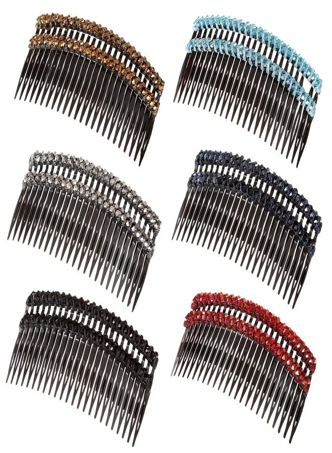 oneye 12PCS Rhinestone Hair Comb Clips Sparkly Crystal Hair Side Combs 24 Teeth Large Hair Clip French Style Hairclips Hair Accessoires for Women and Girls with 6 Colors - Image 1