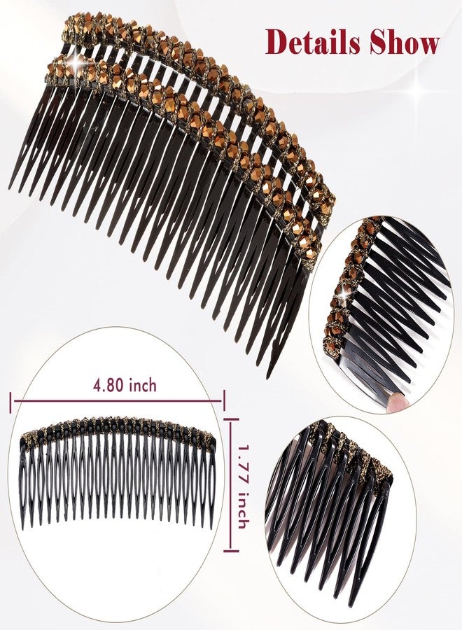 oneye 12PCS Rhinestone Hair Comb Clips Sparkly Crystal Hair Side Combs 24 Teeth Large Hair Clip French Style Hairclips Hair Accessoires for Women and Girls with 6 Colors - Image 3