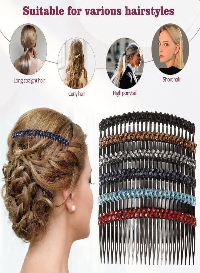 oneye 12PCS Rhinestone Hair Comb Clips Sparkly Crystal Hair Side Combs 24 Teeth Large Hair Clip French Style Hairclips Hair Accessoires for Women and Girls with 6 Colors - Image 2