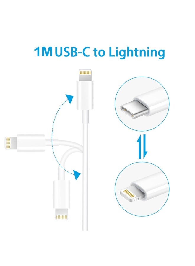 كابل شحن سريع من النوع C إلى Lightning لهاتف iPhone 1M أبيض - Image 3