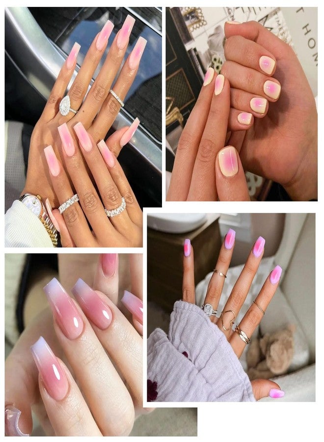 DUKASOU Gradient Blush Nail Stickers for Nail Art, Clear Blush Ombre Nails Stickers Decals Self Adhesive Spring Summer Nails Sticker for Women - Image 5