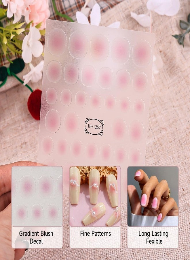 DUKASOU Gradient Blush Nail Stickers for Nail Art, Clear Blush Ombre Nails Stickers Decals Self Adhesive Spring Summer Nails Sticker for Women - Image 3