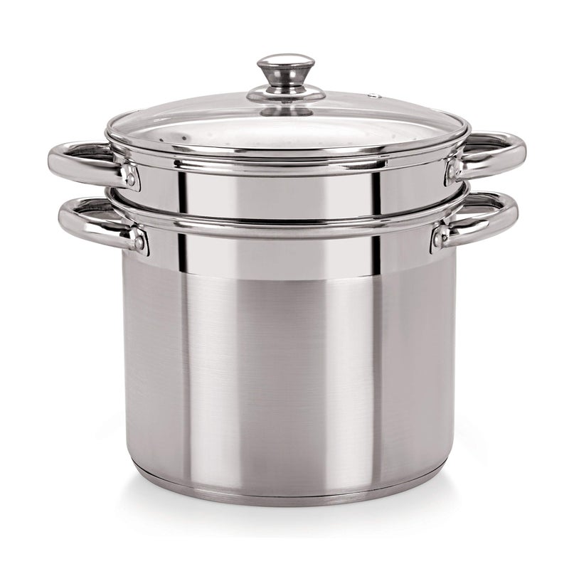 Pristine Tri Ply Induction Base Stainless Steel Multi Purpose Steamer Set with Idli Plates (5 qt./4.75 Liters, Silver) - Image 2