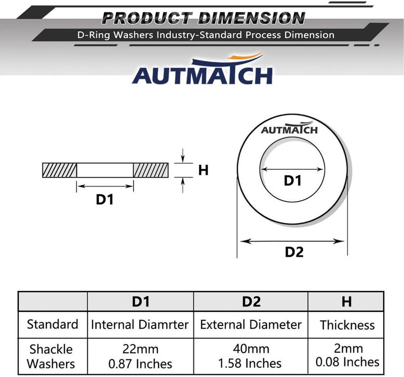 AUTMATCH Pack of 16 D Ring Shackle Washers Rubber Spacers Fits 3/4 Shackle Protect Your Bumper and Prevents Rattling Red - Image 3