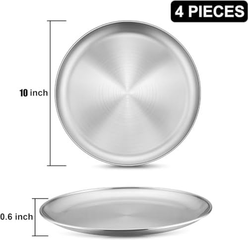 GLOCY Stainless Steel Premium Dinner Set|Plate Set for Home|Heavy Gauge Dinnerware Plate Set| Bhojan Thali Set of 4| - Image 3