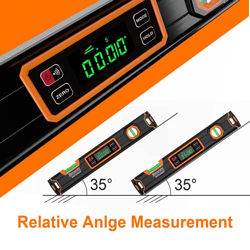 Mecurate Digital Level 15.7'' with LCD Display, 360° Angle Magnetic Digital Torpedo Level, Vertical & Horizontal Spirit Bubble Protractor for Construction Carpenter Craftsman Home Professional - Image 5