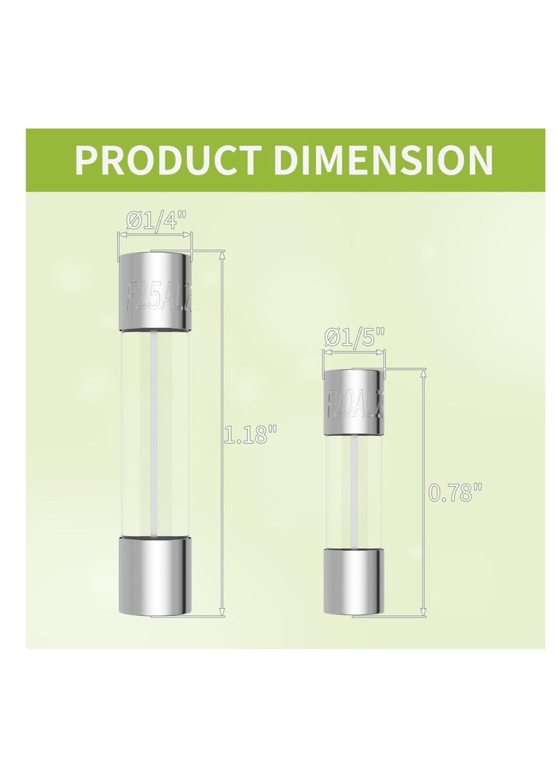 مجموعة متنوعة من الصمامات الزجاجية سريعة النفخ، 360 قطعة، 24 قيمة، 250 فولت، 0.5 أمبير، 0.63 أمبير، 1 أمبير، 2 أمبير، 3 أمبير، 4 أمبير، 5 أمبير، 6.3 أمبير، 7 أمبير، 8 أمبير، 10 أمبير، 15 أمبير، 20 أ - Image 3