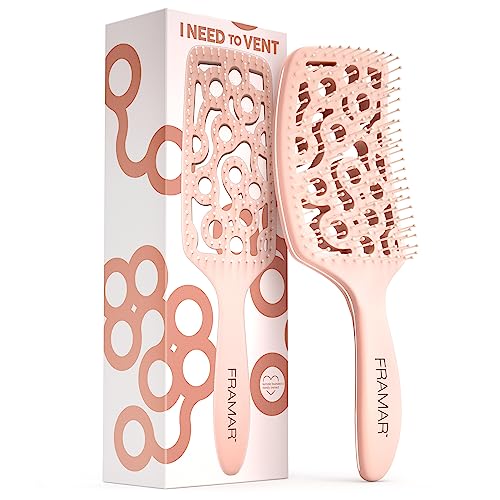 FRAMAR Professional Vented Hair Brush  Curved Hair Brush For Blow Drying Wet Paddle Brush For Hair Vent Brush For Blow Drying Wet Hairbrush For Women  Heat Resistant  Champagne