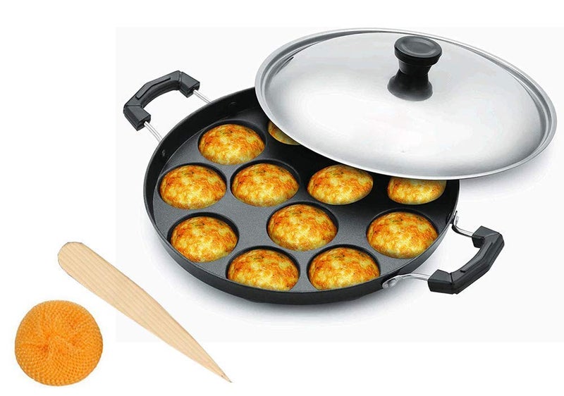 DBY Non-Stick Appam Maker - 12 Pits, Lid & Paniyaram Nonstick Cookware - Image 5